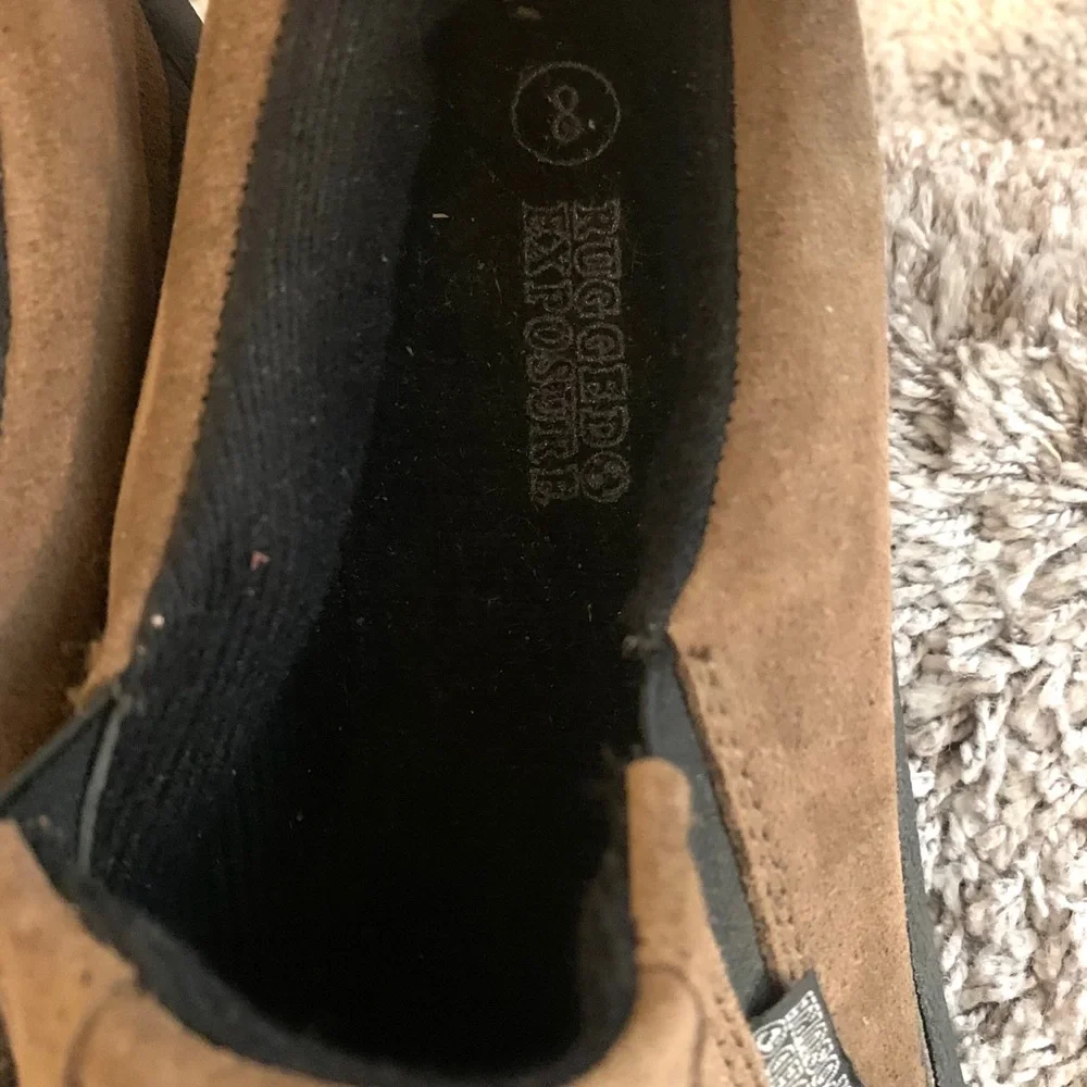 Rugged Exposure Boots Shoes Suede Loafers Brown Size 8 Men Slip On